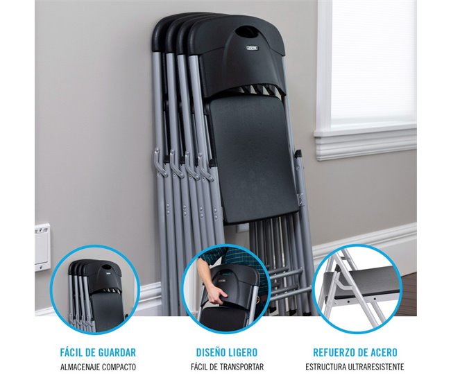 Silla plegable negra LIFETIME Negro