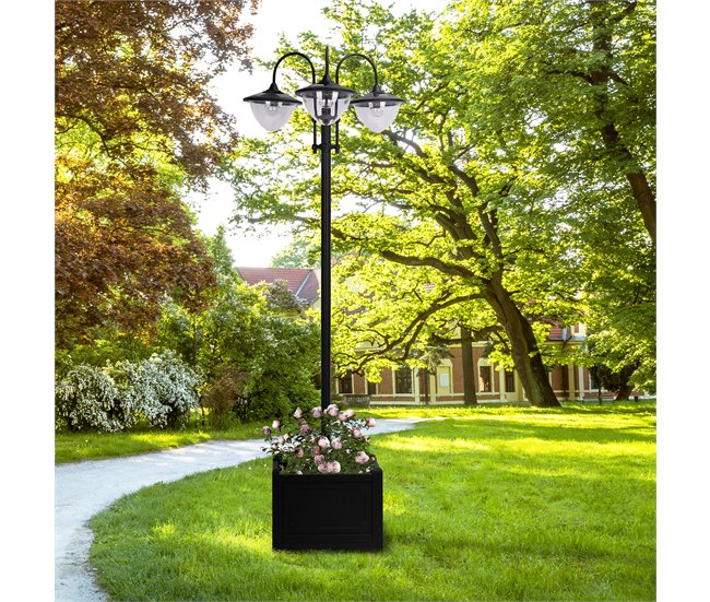 Farol de Jardín PP, ABS, Acero Inoxidable, Aleación de Aluminio Negro