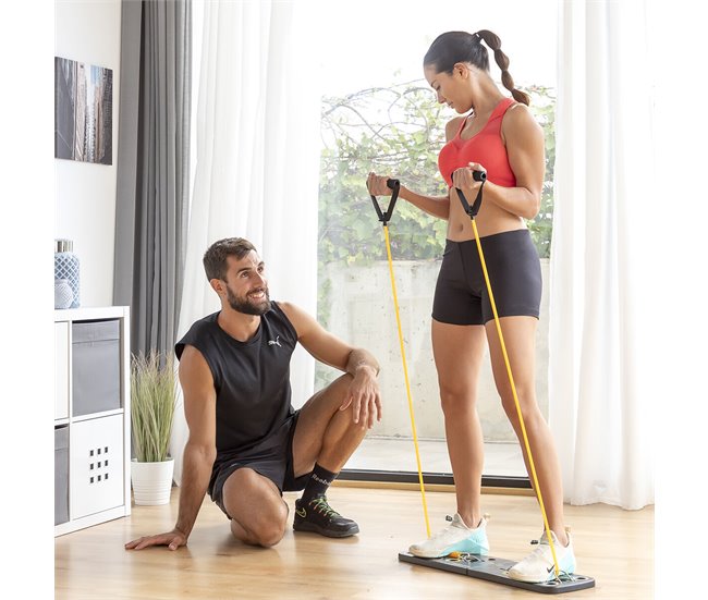 Tabla de Flexiones Push-Up con Bandas de Resistencia y Guía de Ejercicios Negro