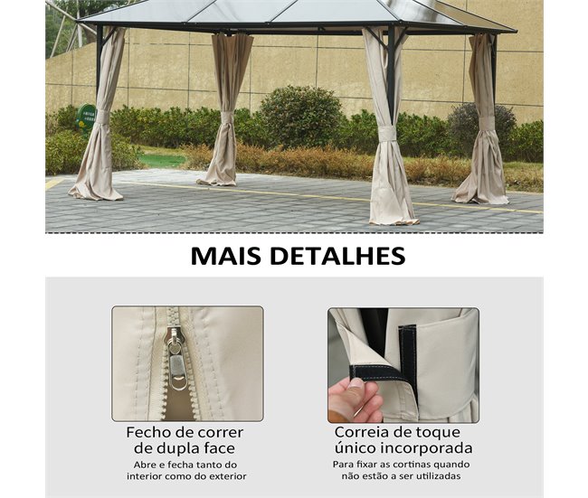 Paredes para Cenador Poliéster Outsunny Beige