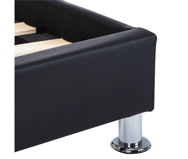 Estructura de cama con LED cuero sintético 180x200 Negro