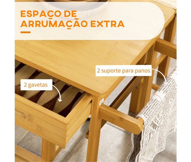 Conjunto de Bar Bambú HOMCOM, hogar - cocina Marron