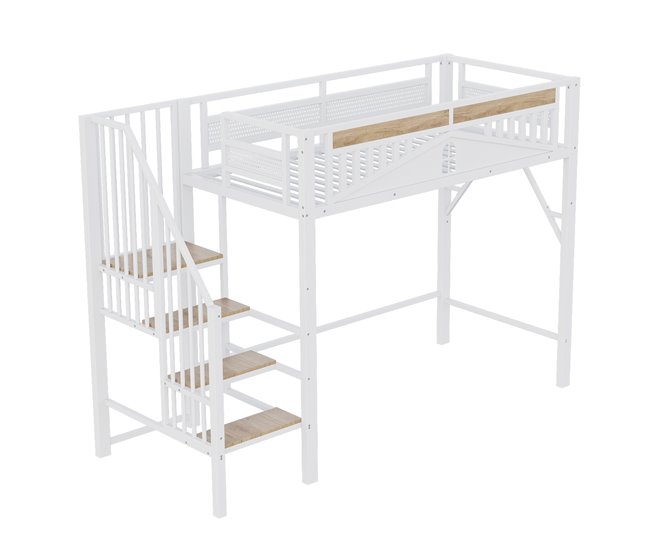 Cama alta para niños 95x255 Blanco