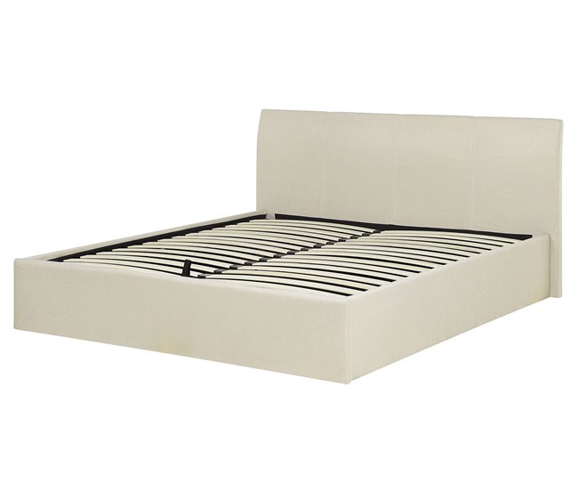 Beliani Cama con almacenaje Poliéster ORBEY 177x212 Beige
