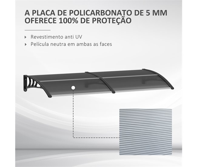 Marquesina Exterior Policarbonato Outsunny Negro