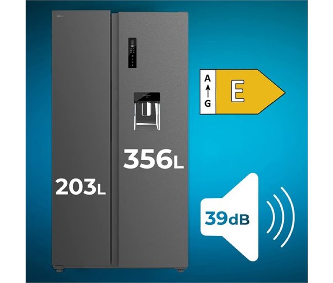 Frigorífico Bolero CoolMarket SBS 559 Dark E Cecotec Gris