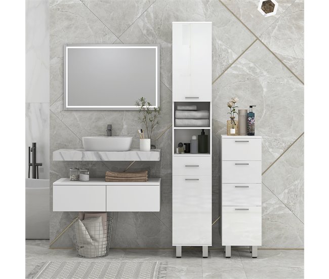 Mueble Auxiliar Baño Melamina de Madera kleankin, hogar - baño Blanco