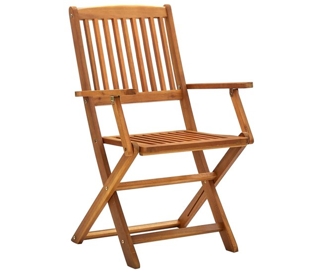 4 Sillas de jardín plegables de madera maciza de acacia Gris