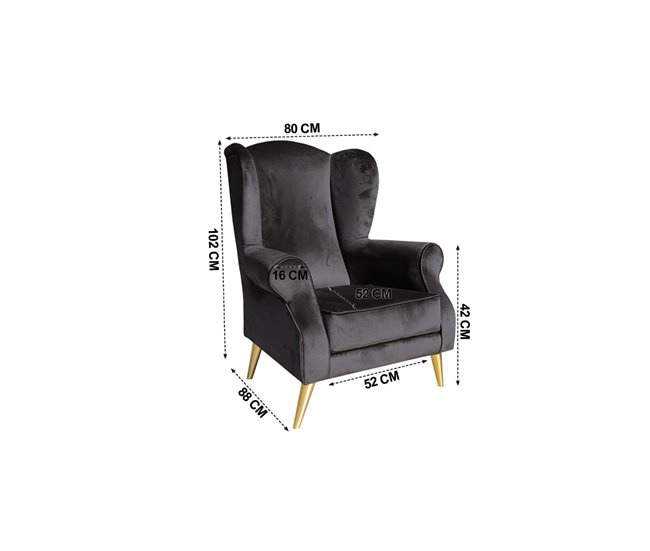 Sillón FLORENCIA decorativo color negro Negro