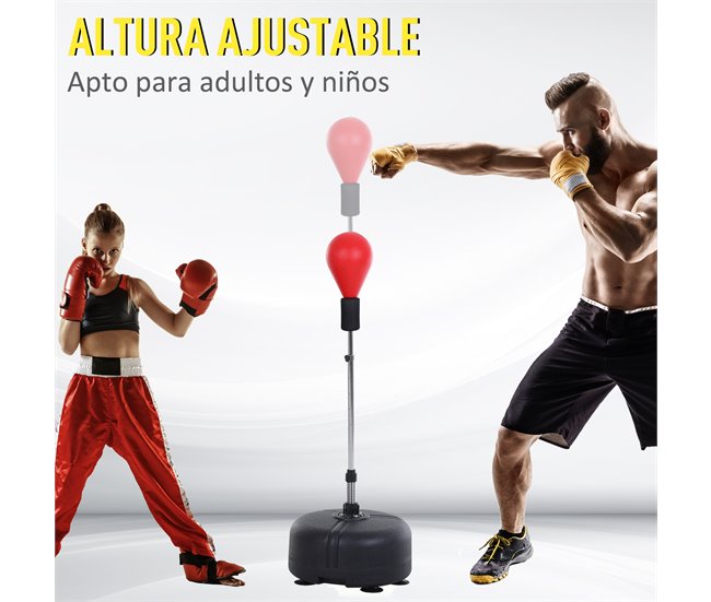 Saco de Boxeo de Pie Acero, PU, PE HOMCOM Rojo