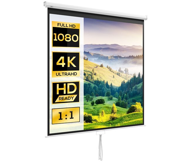 Pantalla de Proyector Plástico, Metal HOMCOM Blanco