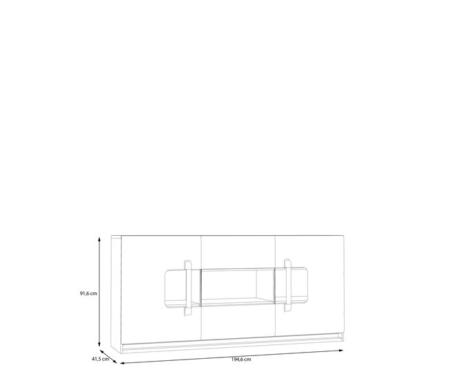 Aparador 1 cajón 3 puertas MONTREAL Negro/ Madera