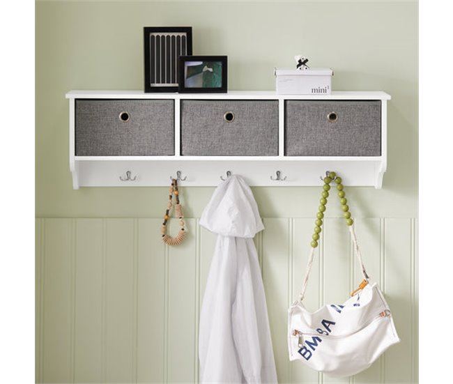 Mueble recibidor Zapatero con Perchero,Gris+Blanco Zapatero+