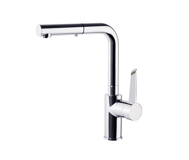 Grifo de Fregadero de Cocina Monomando Caño extraíble Horizontal Cromo