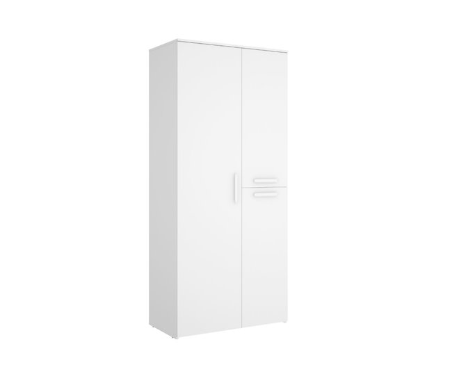 Armario Leka  puertas + barra +  estantes Blanco