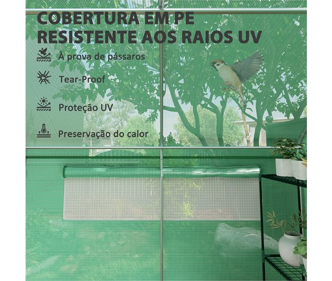 Invernadero de Túnel PE, Acero Galvanizado Outsunny Verde