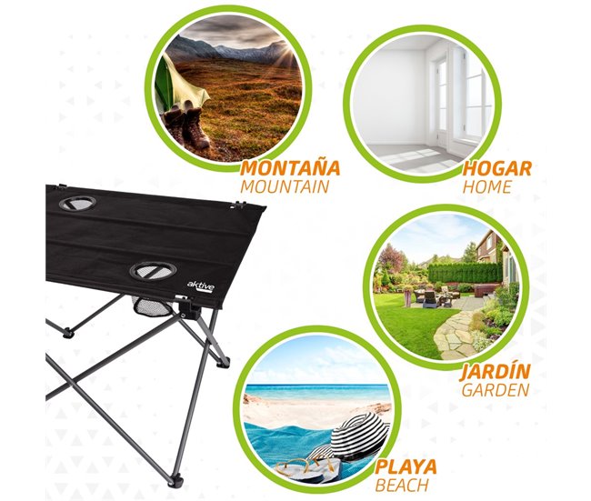 Mesa plegable textil para camping Aktive Negro