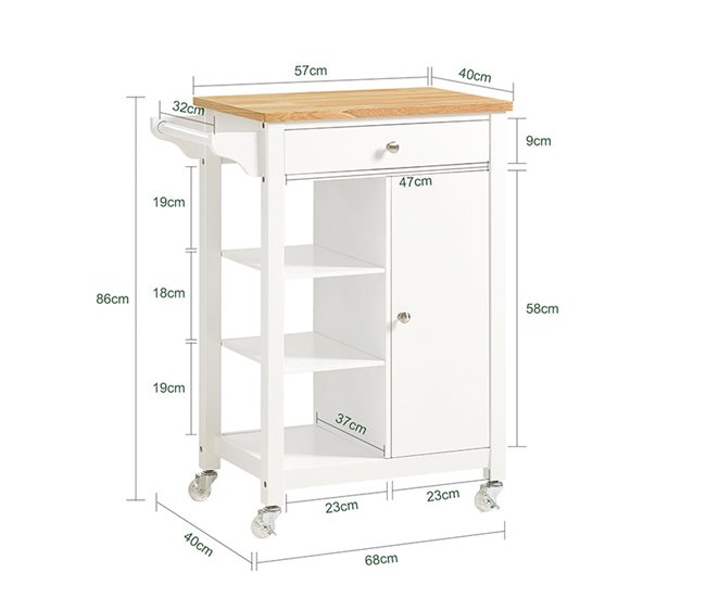 Carrito de Servir FKW46-WN SoBuy Blanco