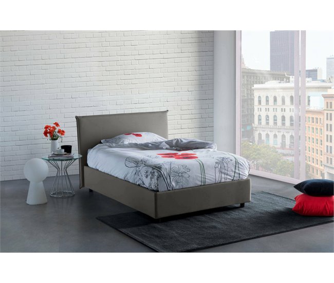 Cama plaza y media en tela Gris