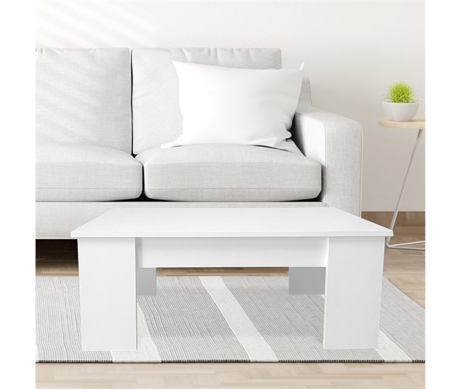 Mesa de Centro Elevable Nyana Home Diseño Moderno 90x50 Blanco