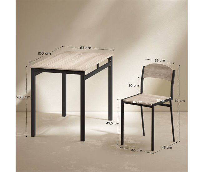 Conjunto de Comedor MDF, Metal HOMCOM, hogar - muebles de comedor Negro