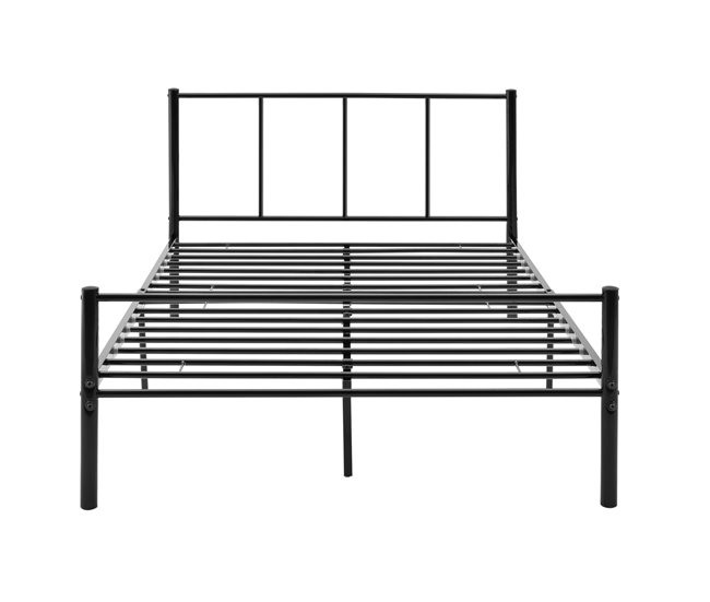 Cama individual Laos con somier - metal 122x209 Negro