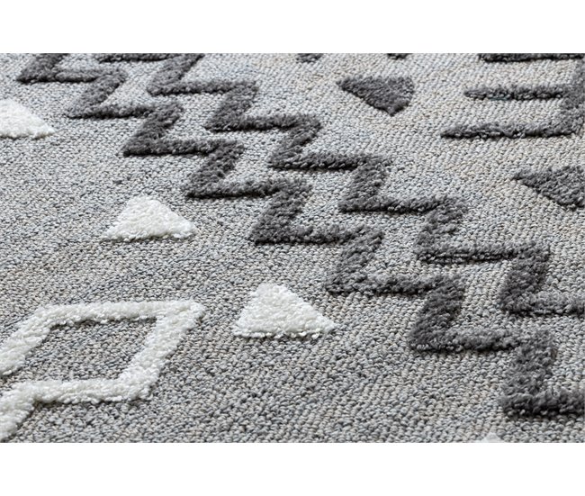 Alfombra MAROC P659 azteca Étnico Franjas Bereber marroquí 80x150 Gris