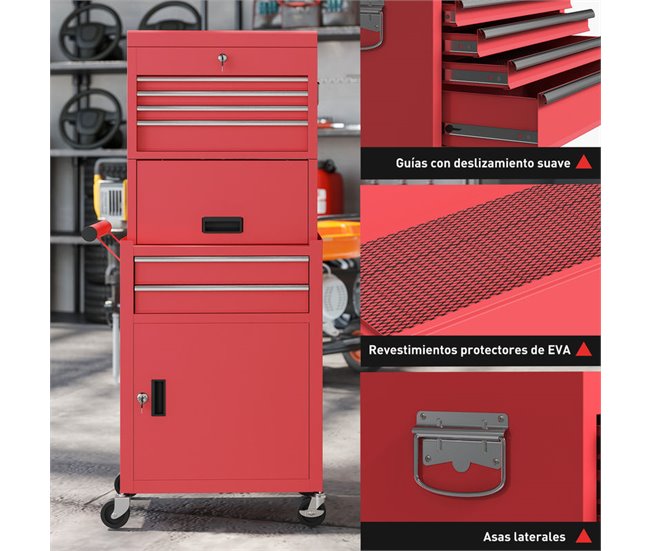 Carro de Herramientas Acero HOMCOM 60 Negro