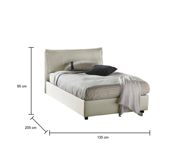Cama plaza y media en tela Beige