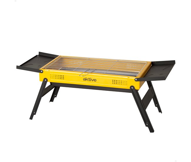 Aktive Barbacoa carbón plegable acero bandejas laterales Amarillo