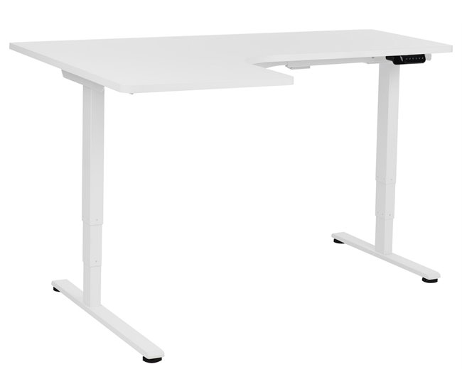 Beliani Escritorio esquinero regulable eléctrico DESTINES 160x109 Blanco