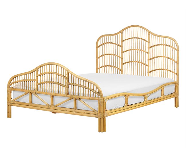 Beliani Cama Ratán DOMEYROT 147x207 Marron