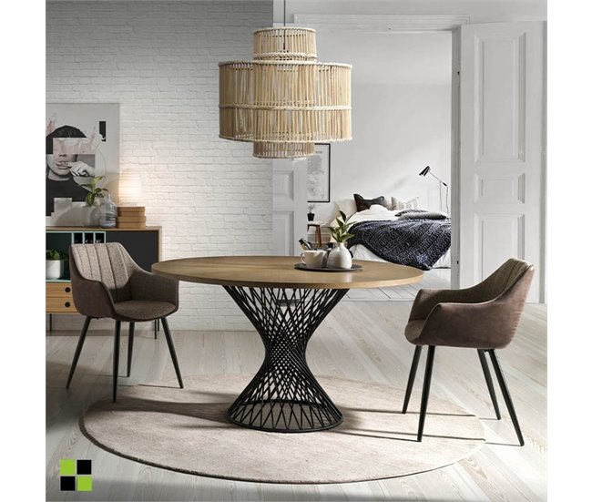 Mesa de Comedor Circular Fija - Modelo SINKI Marron