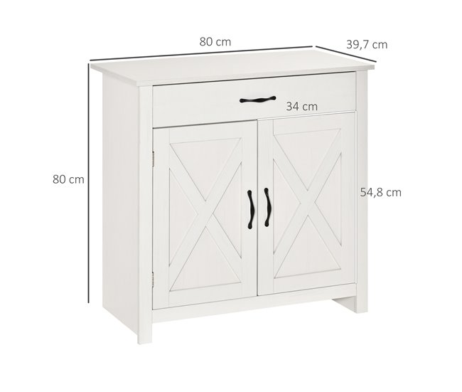 Aparador de Cocina MDF, Melamina de Madera HOMCOM, hogar - cocina Blanco