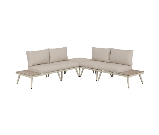 Set de jardín BIARRITZ con sofá y mesa de centro color blanco Blanco/ Madera