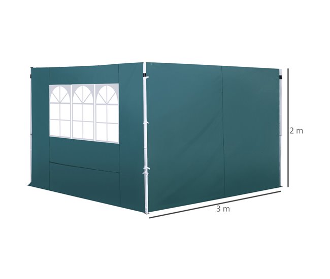 2 Paredes Parte Laterales Tela Oxford Outsunny 300x200 Verde