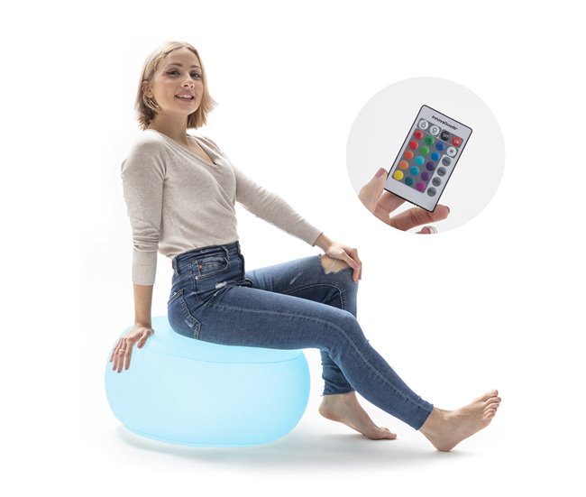 Asiento Hinchable con LED Multicolor y Mando a Distancia Transparente