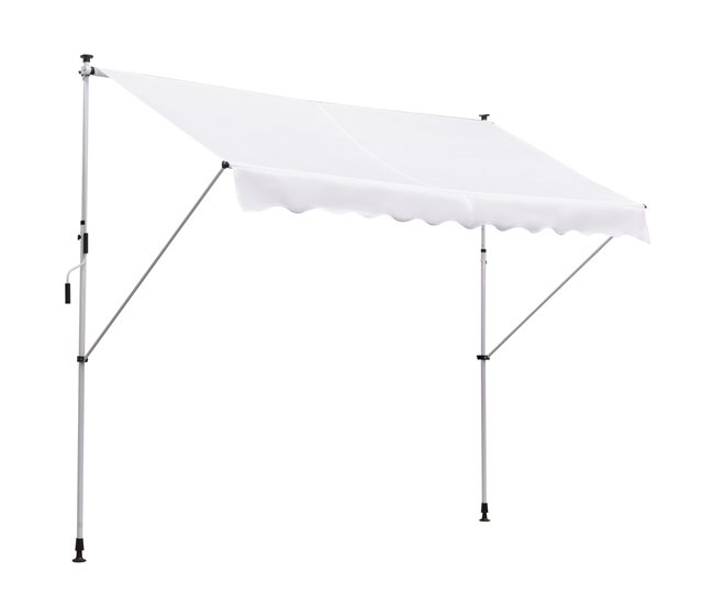 Toldo Manual Retráctil Metal, Aluminio, Poliéster Outsunny 300x150 Blanco