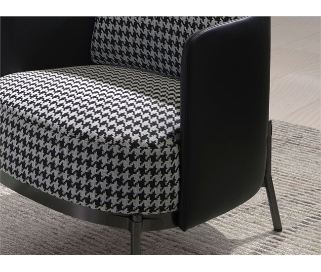 ANGEL CERDA Sillón tela blanca y negra y polipiel negro Negro