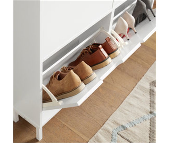 Zapatero Estrecho 4 solapas FSR100-W SoBuy Blanco