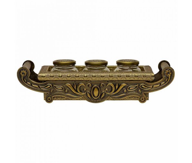 Bandeja de metal repujado Dorado