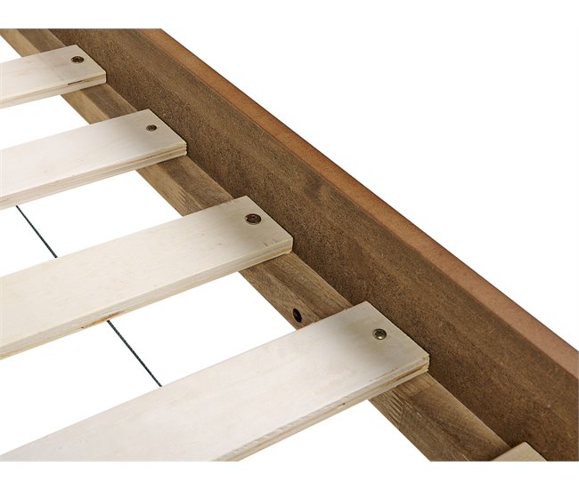 Beliani Cama LED Madera de caucho BOISSET 165x205 Marron