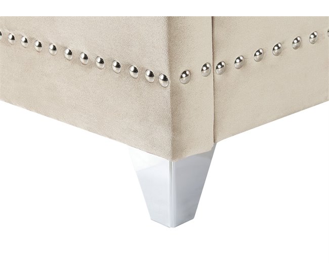Beliani Cama con somier Terciopelo AYETTE 185x215 Beige