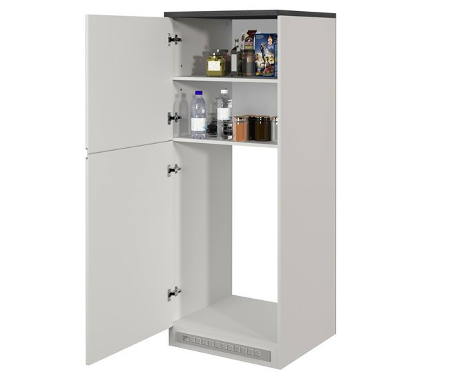 Cozinha com despensa com efeito madeira 60 Blanco