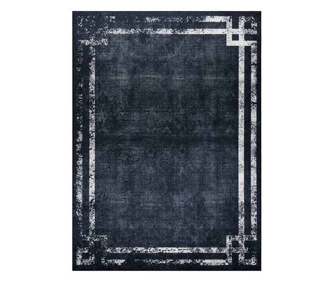 Alfombra lavable ANDRE 1486 Marco vintage 160x220 Negro