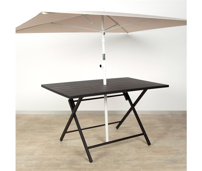 Aktive Mesa plegable de jardín de acero 4 personas Negro