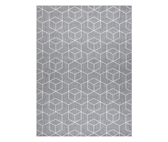 Alfombra de cuerda sisal FLAT 48655/637 Cubos 3D 120x170 Gris