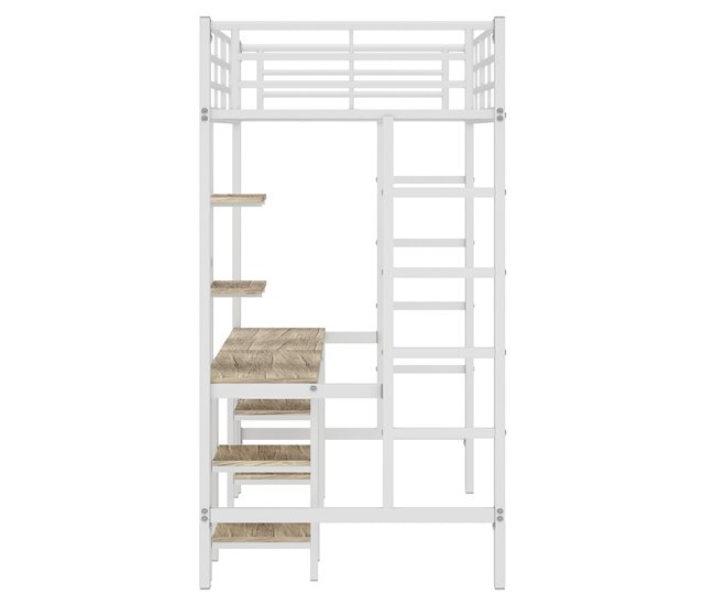 Cama alta para niños 95x204 Blanco