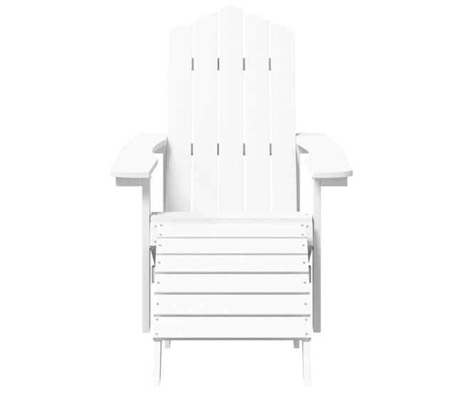 2 Sillas de jardín Adirondack con reposapiés y mesa Blanco