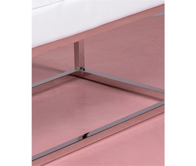 Banco diseño tapizado en polipiel con acero cromado - Praga 131x48 Blanco